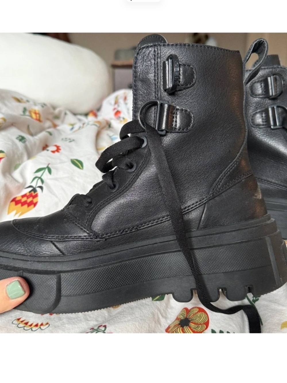 Sorel Black Leather Lace-Up Boots - Picture 8 of 8
